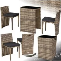tectake Sitzgruppe Aluminium Rattanset mit Sicherheitsglasplatte, kein Aufbau, (Loungeset Hamburg, 3-tlg., für Außen in Naturfarben), wetterfest und UV-beständig, zusammenschiebbar, pflegeleicht