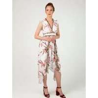 Passioni Druckkleid im eleganten Mustermix Volantoptik