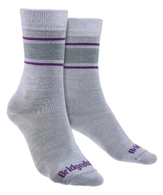 Bridgedale - Womens Liner Base Layer Merino Socken - Lt Grey / Purple