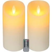 relaxdays LED-Kerze mit Timer 2er Set 24,5 cm