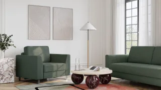 BRUNO Schlafsessel 70cm in Forest Green | praktische Größe | stabiles Massivholz & Boxspringkomfort