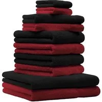 Betz Handtuch Set 10-TLG. Handtuch-Set Premium, 100% Baumwolle (Set, 10-St), Farbe Dunkelrot & Schwarz