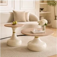 i@home Couchtisch 2er Set runde Sanduhrförmige Satztische (Packung Set, 2-St), Platzsparendes:Kratzfeste Melamin-Tische