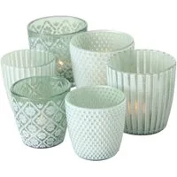 BOLTZE GRUPPE GmbH Windlicht Boltze Windlicht Patty grün 6-teiliges Set 1018429 (6 St)