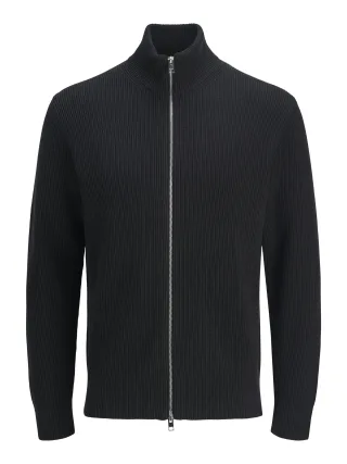 JACK&JONES - JJEPERFECT KNIT ZIP CARDIGAN SN Black - Gr. - L