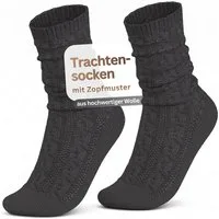 MEDOLY Trachtensocken Schoppersocke aus 70% Wolle Trachtenstrümpfe (1 Paar) mit Zopfmuster