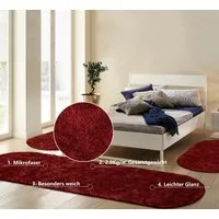 Bruno Banani Hochflor-Bettumrandung Dana Teppich, Kundenliebling, Höhe 30 mm, (3-tlg), unifarben, Mikrofaser, pflegeleicht, Bettvorleger, Schlafzimmer