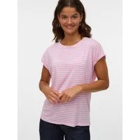 Vero Moda Rundhalsshirt VMAVA PLAIN SS TOP STRIPE GA JRS NOOS Materialmix, regular fit