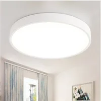 style home LED Deckenleuchte Flach Rund Deckenlampe aus Metall, Warmweiß 3000K, 24W/36W/48W, LED fest integriert, nicht dimmbar, Warmweiß 3000K, Weiß 50*50*4cm für Schlafzimmer Wohnzimmer Küche Büro Flur Diele