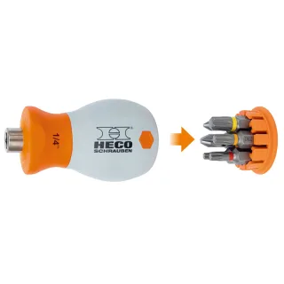 Heco Stubby Mini-Schraubendreher, HD- & PZD-Bits, 6-teilig - 63073