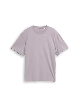 Denim Tom Tailor - Relaxed Fit T-Shirt aus Baumwolle soft lilac grey - Gr. - S