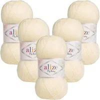Alize 5 x ALIZE My Baby Häkelwolle, 750 m, Handstrickgarn,Für Allergiker,Yarn