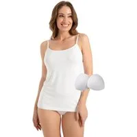fashionshowcase Spaghettitop Damen Bambus BH-Top mit Pads gepolstert weich atmungsaktiv integrierter BH mit herausnehmbaren Pads für natürlichen Halt