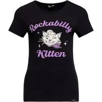 QueenKerosin Print-Shirt Rockabilly Kitten (1-tlg) mit auffälligem Frontprint