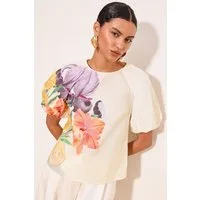 LIPSY Kurzarmbluse Lipsy Top mit Puffärmeln (1-tlg)