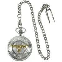 Westernlifestyle Taschenuhr mit Sprungdeckel und Kette Longhorn