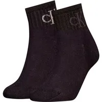 Calvin Klein Jeans Socken CKJ WOMEN QUARTER 2P GLOSSY RIB (2-Paar) mit dezentem Logo-Design