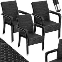 tectake Rattanstuhl Gartenstuhl Girona, stapelbar, Belastbarkeit 120 kg, 58 x 67 x 90 cm (Set, 6 St), Pulverbeschichtetes Stahlgestell für enorme Stabilität
