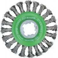 PRO Stainless Steel heavy X-LOCK Scheibenbürste, Ø 115mm, gezopft 0,5mm Edelstahldraht, für X-LOCK Winkelschleifer