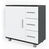 Vicco Waschbeckenunterschrank Ilias, Weiß/Anthrazit, 60 x 60.8 cm (1-St) Drehbar