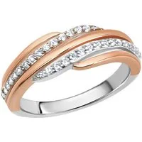 Zeeme Fingerring Silber 925 zweifarbig mit Zirkonia weiß