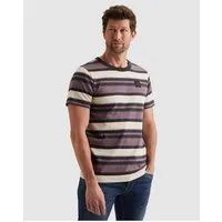 PME LEGEND T-Shirt Short sleeve r-neck slub striped jersey mit Logo Stickerei