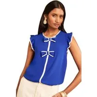 Love & Roses Blusentop Love & Roses Bluse mit Schleife und Flatterärmeln (1-tlg)