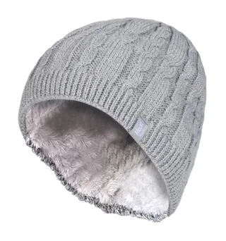 Damen gerippt Kabel stricken Fleece gefüttert Thermal gestrickt Beanie Hut