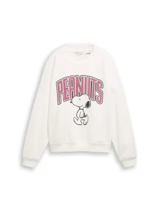Denim Tom Tailor - Sweatshirt mit Snoopy-Print off white - Gr. - XL
