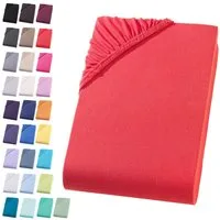Visaggio Spannbettlaken Jersey aus 100% Baumwolle Spannbetttuch Bettlaken, Jersey, Gummizug: rundum, Spannbettlaken, für Matratzenhöhen bis 22 cm, Steghöhe 30 cm