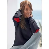 LASCANA Stehkragenpullover mit Herzchendetails, lockerer Strickpullover