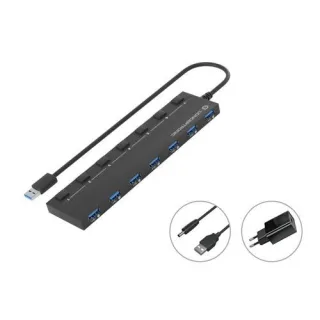 Conceptronic HUBBIES19BP 7-Port-USB 3.0-Hub mit Netzteil