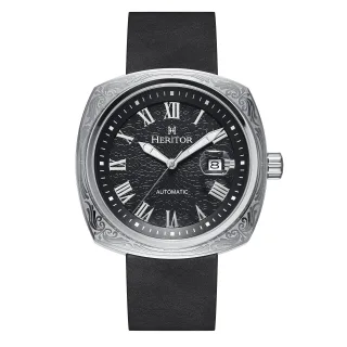 Montre automatique Heritor Davenport avec boîtier gravé et bracelet en cuir avec date