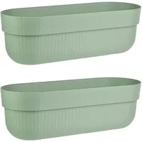 Engelland Blumenkasten mit Wasserspeicher/Drainagesystem und Abstandshalter (Vorteils-Set, 2 St), Blumentopf, 50 cm, PP-Kunststoff, Balkonkasten, länglich, formstabil