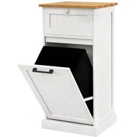 COSTWAY Wäscheschrank mit Wäschekorb & Stauraum, Badezimmerschrank, Weiß