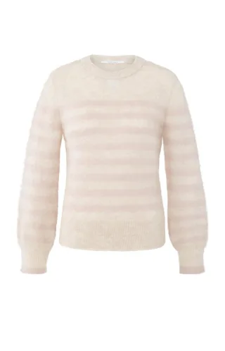 Yaya - Gestreifter Pullover mit Rundhalsausschnitt und langen Ärmeln beige/pink - Gr. - M