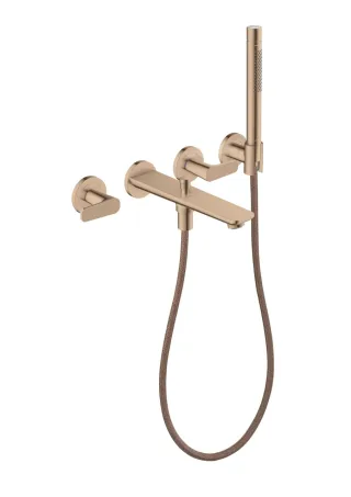 Hansgrohe 3-Loch Fertigset Wannemisch.Wand Unterputz Axor Citterio C mit HB Cubic cut polished red  49481300