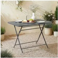 en.casa Klapptisch, Gartentisch »Sande« rechteckig Stahl 71x70x110 cm Schwarz