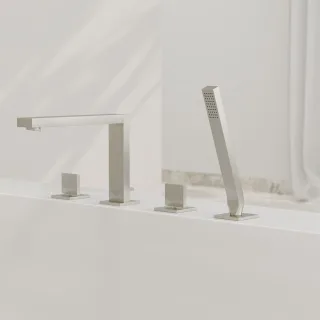 Steinberg Serie 160 Wannen-Standarmatur verlängert, Ausladung 210mm, brushed nickel, 160 2402 BN 160 2402 BN