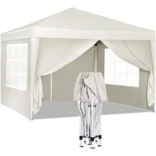 Woltu Pavillon, Beige, Metall, 300x300x260 cm, Sonnen- & Sichtschutz, Pavillons & Pergolas, Pavillons