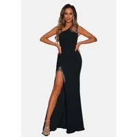 Moda Minx Jerseykleid Bonnie Long Slit Dress mit funkelndem Steinbesatz