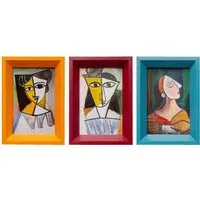 Kare Design Bild mit Rahmen Gerahmtes Bild Portrait Cubism 13x18cm, (Set, 3 St)