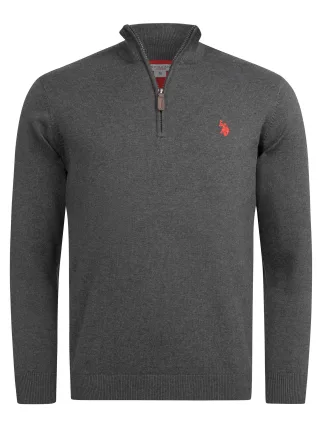 U.S. POLO ASSN. Herren Half-Zip Strickpullover USKnooxx aus Baumwollmix