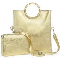 Caspar Umhängetasche 2in1 leder Set Handtasche Crossbody Bag - CLASSIC LINE - Modell No.836, leicht, elegant & unempfindlich - 100% Echtleder - Handmade in Italy