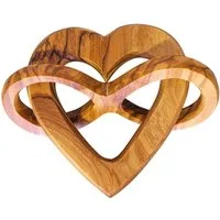 Kassis Geschenkartikel Dekoobjekt Olivenholz Herz mit Unendlichkeitssymbol 7,50 cm Geschenk, Hergestellt in Bethlehem, zu Verlobung Hochzeit Valentinstag Jubiläum