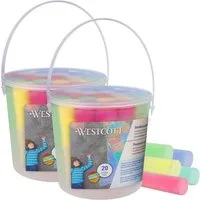 WESTCOTT Malkreide Straßenmalkreide (2er Set), 2 x 20 Stück Straßenkreide für Kinder, (Vorteilspack, 2-tlg), leicht abwaschbar
