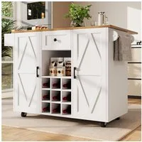 KLAM HOME Kücheninsel Küchenschrank mit Snackregalen und Stretchfunktionsschränken, für Esszimmer, Wohnzimmer, weiß
