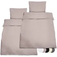 Beautissu Bettwäsche 2er Set Renforcé Bettwäsche Set Julie, 135x200cm, 4tlg., Taupe, 2er Set Renforcé Bettwäsche Set 135x200 cm Julie – Kissenbezug 80x80cm