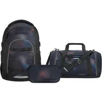 coocazoo Schulranzen Schulrucksack-Set MATE Rainbow Illusion 3-teilig (3-teilig), ergonomisch, Körpergröße: 135 - 180 cm, Easy-Grow-System