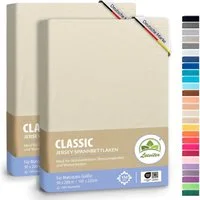 leevitex® Spannbettlaken 2er-Pack, Stoffgewicht 150 g/m², verschiedene Größen, 40 cm Steghöhe, Jersey, Gummizug: rundum, (2 Stück), verschiedene Farben, OEKO-TEX® STANDARD 100 zertifiziert